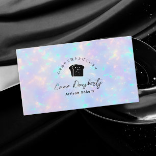 Opal Rainbow Holographic Bread Logo Bakery Business Card