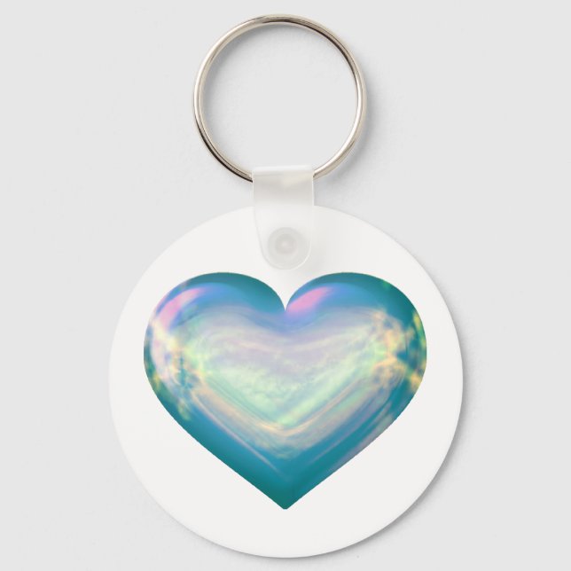 Opal Satin Heart Keychain (Front)