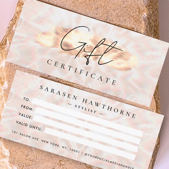 Opal Stone Background Gift Certificate Rose Gold (Creator Uploaded)