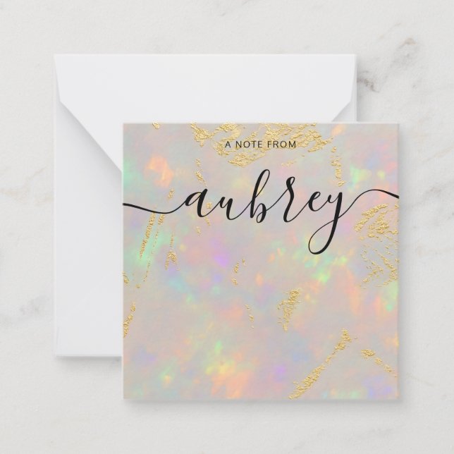Opal Stone Calligraphy Girly Note Card (Front)