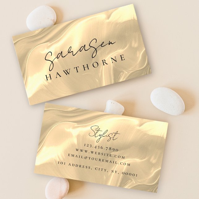 Opal Stone Gold Elegant Luxury Script Name Business Card (Creator Uploaded)