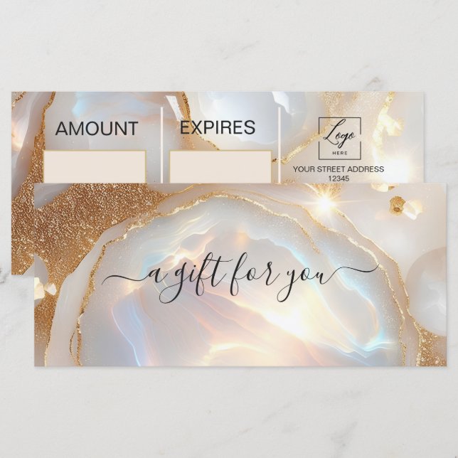 Opal Stone Gold Gift Certificate (Front/Back)