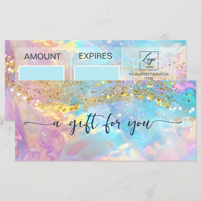 Opal stone iridescent Qr Code Gift Certificat (Front/Back)