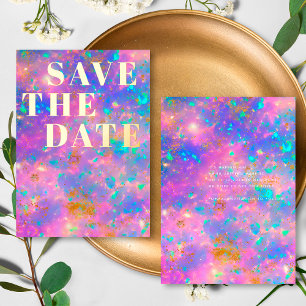Opal Stone Minimalist Modern Wedding Save the Date Foil Invitation