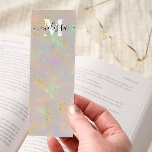 Opal Stone Monogram Calligraphy Bookmarks