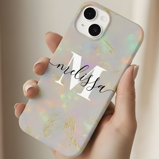 Opal Stone Monogram Calligraphy Case-Mate iPhone Case (Creator Uploaded)