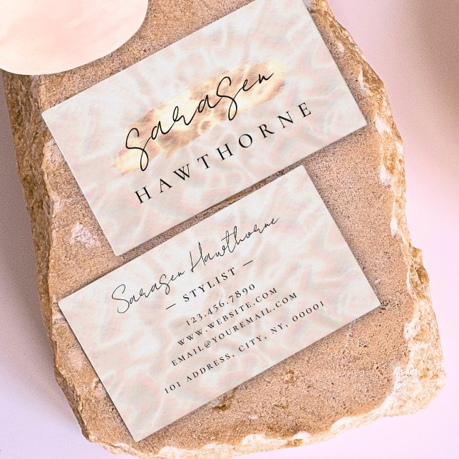 Opal Stone Rose Gold Brush Stroke Luxury Business Card (Creator Uploaded)