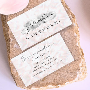 Opal Stone Silver Brush Stroke Luxury Business Card