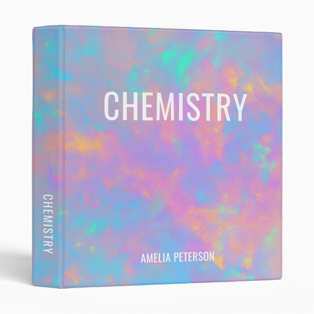 Opal Stone Texture Custom Chemistry School 3 Ring Binder (Front/Spine)