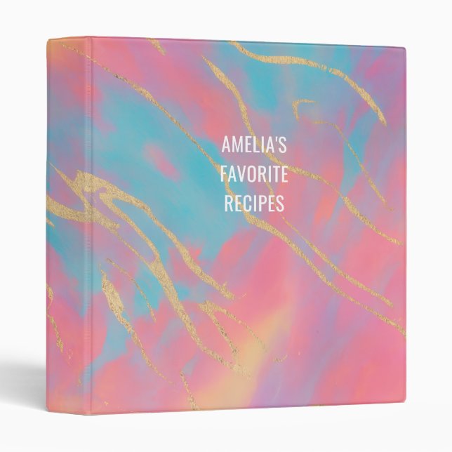 Opal Stone Texture Custom Favorite Recipes 3 Ring Binder (Front/Spine)