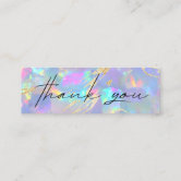 faux holographic opal stone business card