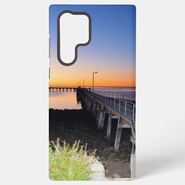 Opal Sunset: Sun Setting Over A Wharf, Samsung Galaxy Case (Back)