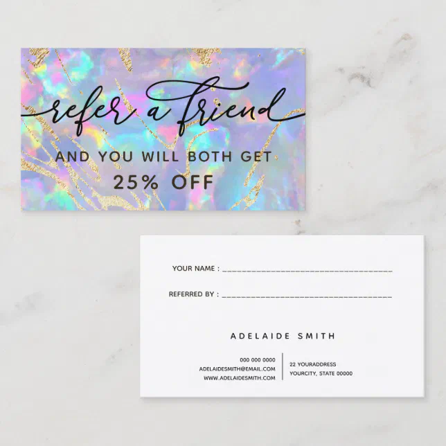 opal texture background referral card | Zazzle