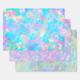 Holographic Agate  Iridescent Pastel Ombre Marble Wrapping Paper