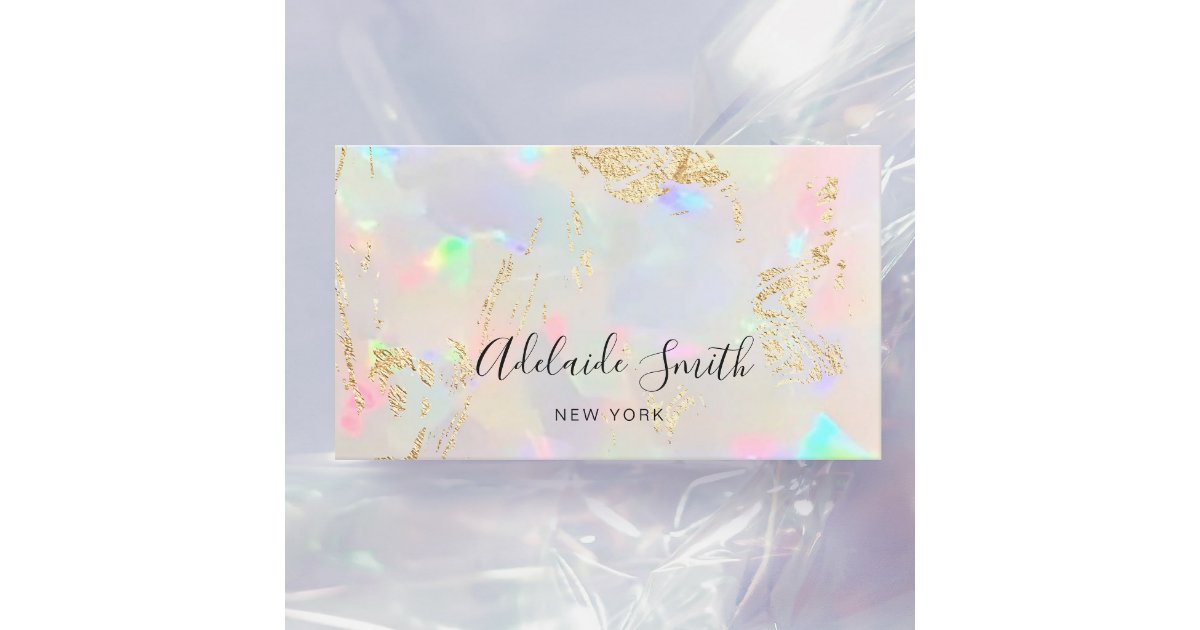 opal texture gold details business card | Zazzle