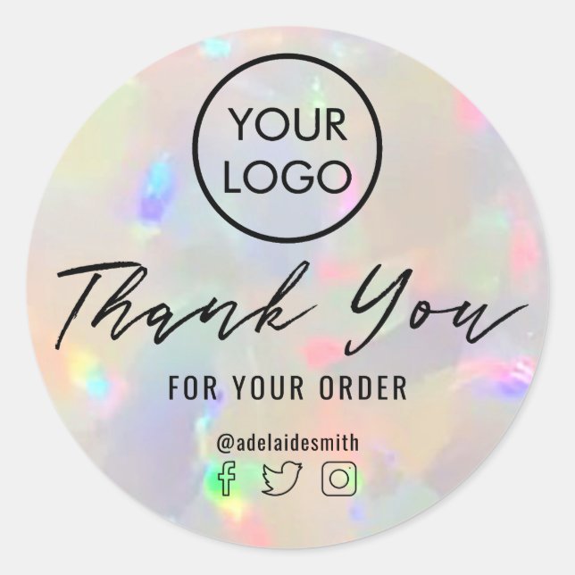 opal texture thank you classic round sticker (Front)