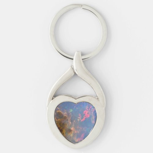 Opal Twisted Heart Metal Keychain