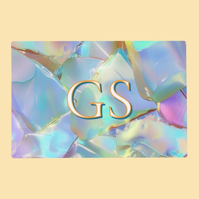 Opal with Large Monogram or Name Placemat (Creator Uploaded)