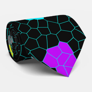 Opalescent Colorful Stained Glass Checks, Neck Tie