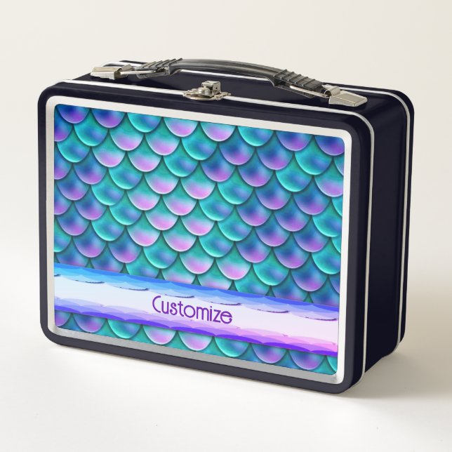 Opalescent Mermaid Scales   Metal Lunch Box (Front)