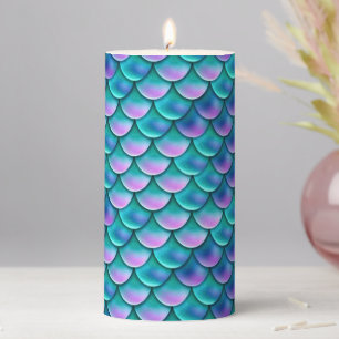 Opalescent Mermaid Scales Pillar Candle