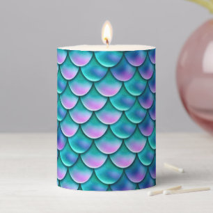 Opalescent Mermaid Scales Pillar Candle