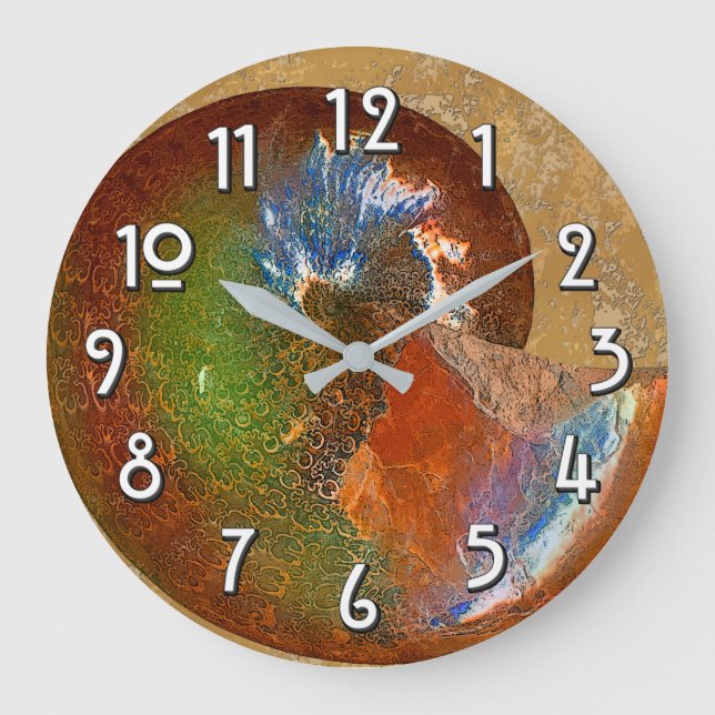 Opalized Sphenodiscus Lenticularis Ammonite Shell Large Clock (Front)