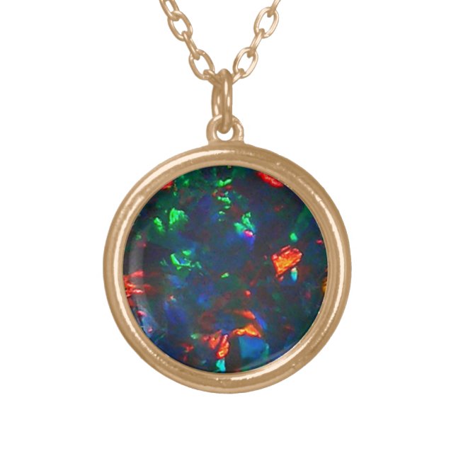 Opals Black Fire Opal Jewelry Pendant Necklace (Front)