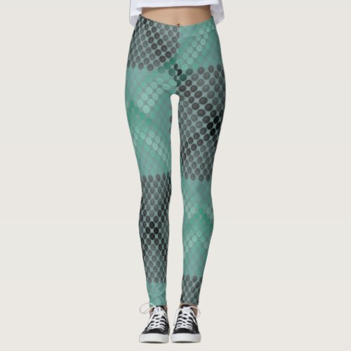 Opaque and green circle or balls forming squares  leggings
