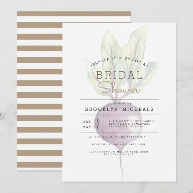 Opaque Beets | Veggie | Watercolor Bridal Shower Invitation (Front/Back)