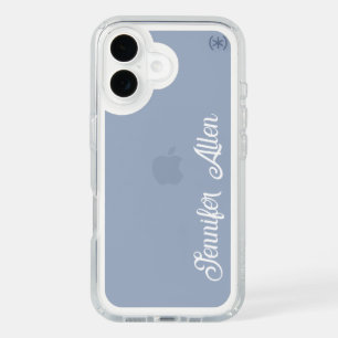 Opaque Blue Handwritten Script Monogram Name iPhone 16 Case