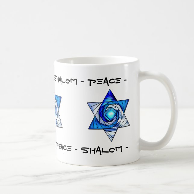 Opaque Stained Glass Magen David Coffee Mug (Right)