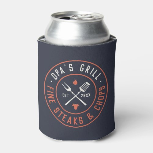 Opas Grill Personalized Year Established Can Cooler