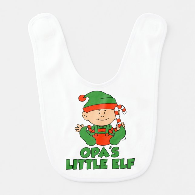 Opa's Little Elf German Grandchild baby bib (Front)