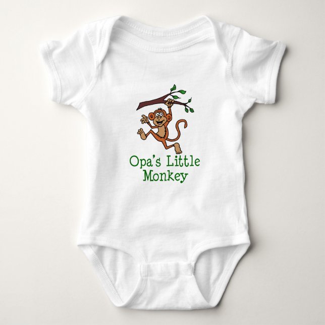 Opa's Little Monkey Baby Bodysuit (Front)
