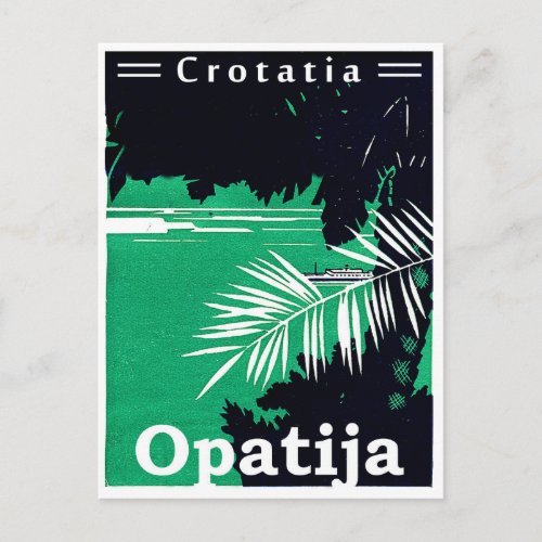 Opatia Croatia Adriatic sea two colored vintage Postcard