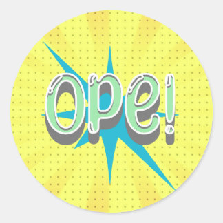 Ope, Funny Midwestern Slang | Retro Green and Blue Classic Round Sticker
