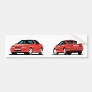Opel Calibra front and back in red Bumper Sticker