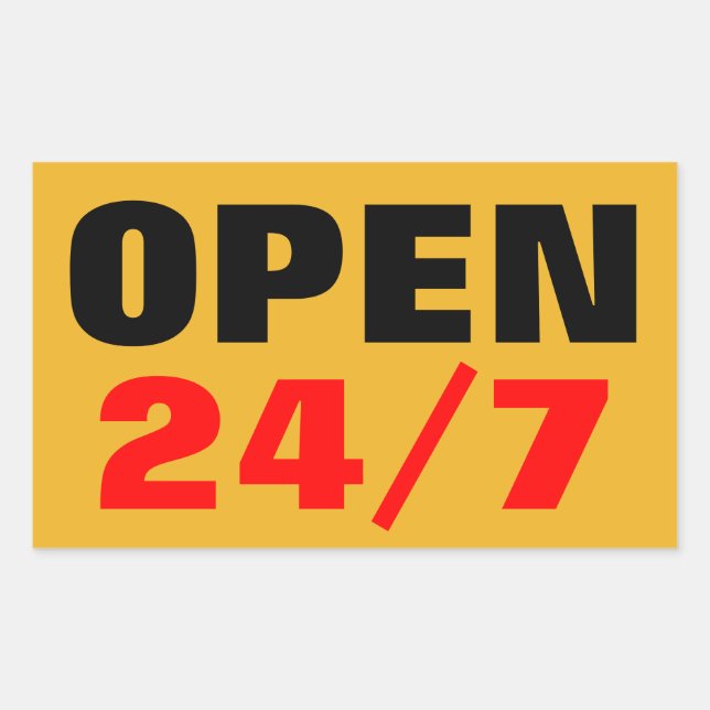OPEN 24/7 RECTANGULAR STICKER (Front)