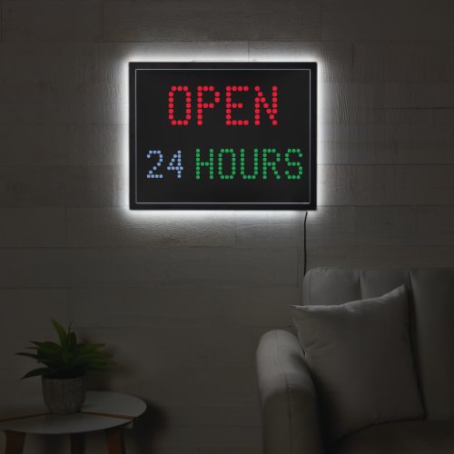 Open 24 Hours Dotted Classic Illuminated  LED Sign