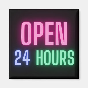 Open 24 hours fridge magnet