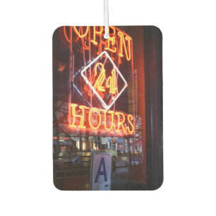 Open 24 Hours Neon Diner Sign New York City NYC Air Freshener