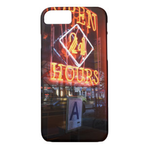 Open 24 Hours Neon Diner Sign New York City NYC iPhone 8/7 Case