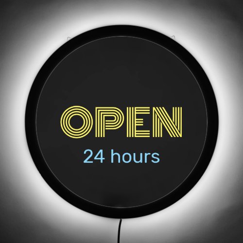 Open 24 Hours on Black LED Sign