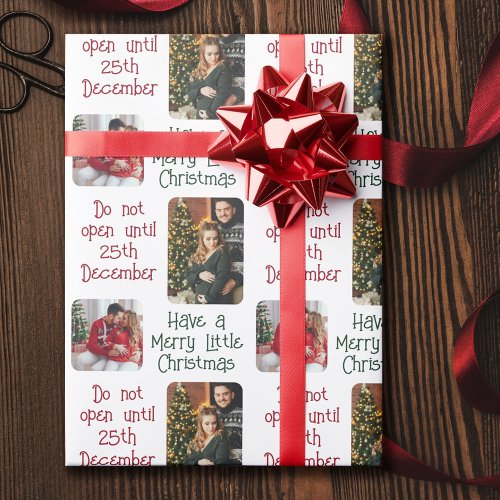 Open 25th December Merry Little Christmas Photo Wrapping Paper