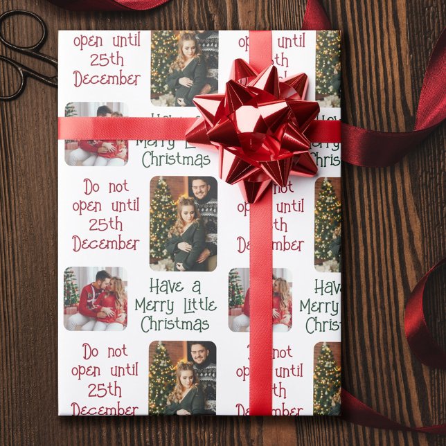 Open 25th December Merry Little Christmas Photo Wrapping Paper (Creator Uploaded)
