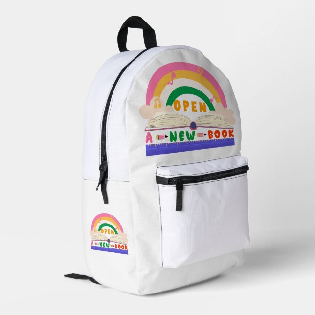 Open a New Book Printed Backpack (Back Corner Left)
