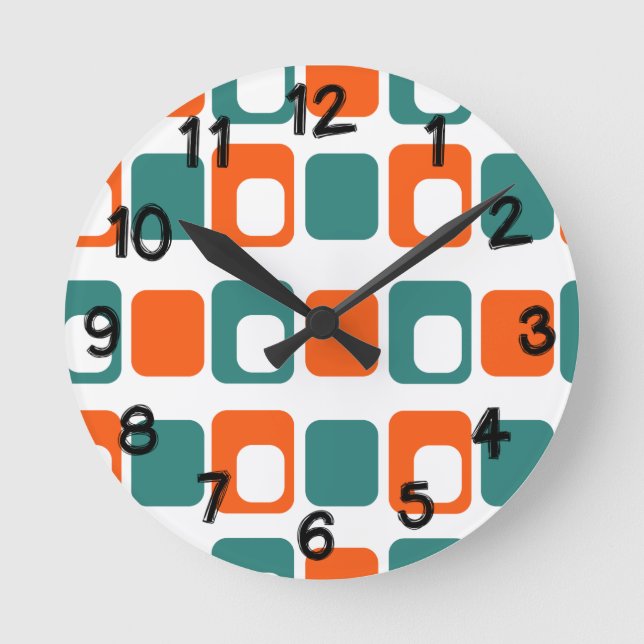 Open and Closed Rectangles  Round Clock (Front)