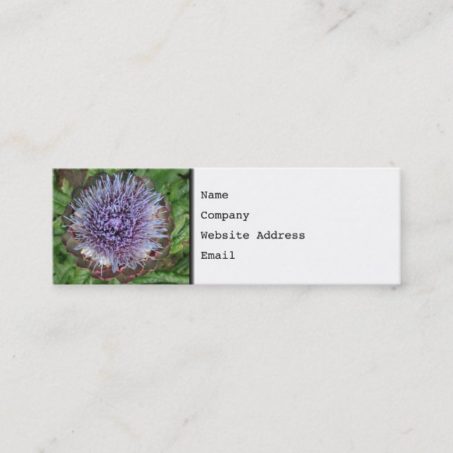 Open Artichoke Flower. Purple. Mini Business Card (Front)