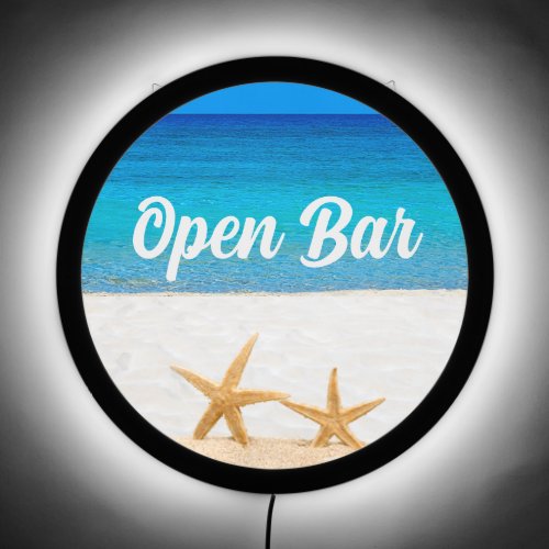 Open Bar 2 Starfish in Sand LED Sign